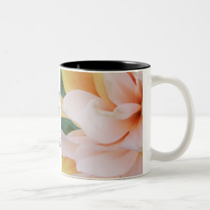 Freude-Friedenshoffnungs-Liebe-BlumenTasse Zweifarbige Tasse
