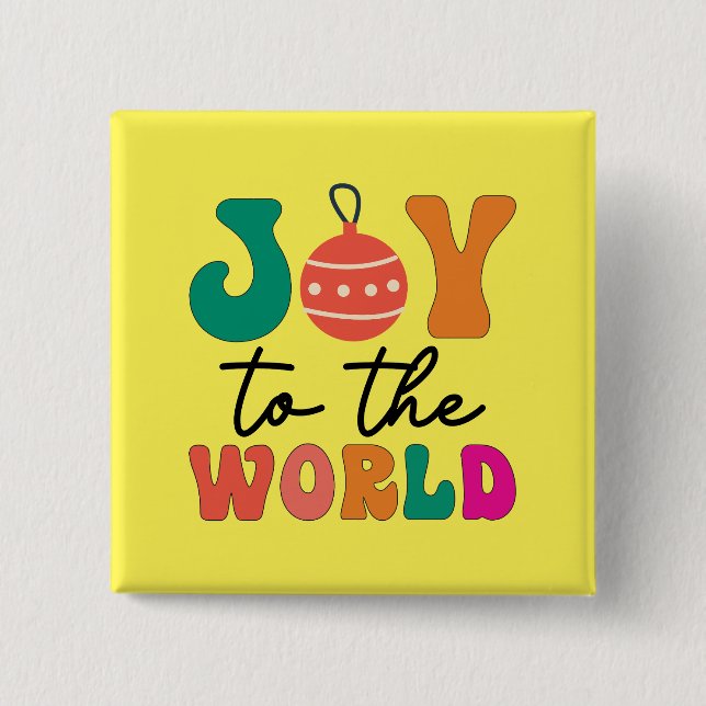 Freude Für Die Welt Farbige Weihnachtstypografie Button (Vorderseite)