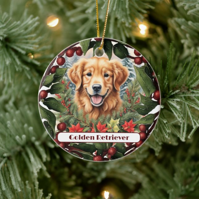Freude Golden Retriever, Personalisierte Weihnacht Keramik Ornament (Baum)