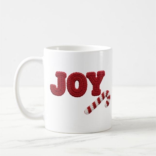 Freude-Häkel-Weihnachts-Candy-Cane-Tasse Kaffeetasse (Links)