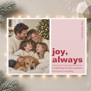 Freude, immer rosa-rote Familien-Weihnachts-Fotoka Feiertagskarte