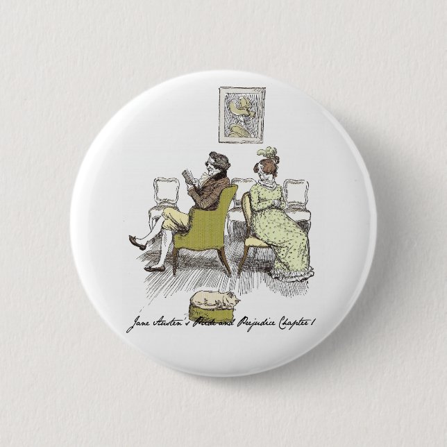 Freude in Vexing, Jane Austen Pride & Prejudice Button (Vorderseite)
