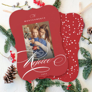 Freude Kalligrafie Religiöses Weihnachts-Rotes Fot Feiertagskarte