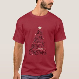 Freude Liebe Frieden Glaube Frohe Weihnachten Baum T-Shirt