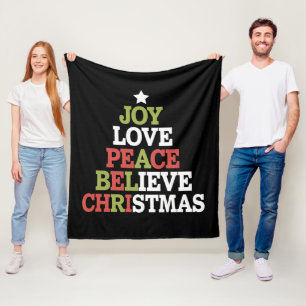Freude Liebe Frieden Glaube Weihnachtsbaum Familie Fleecedecke