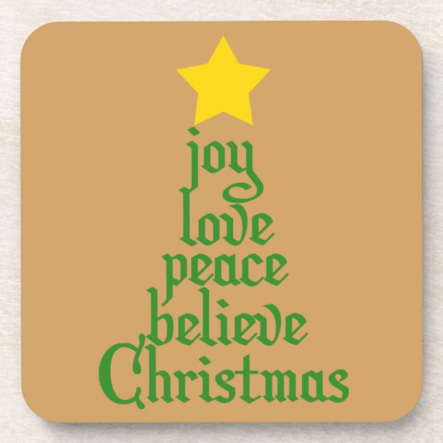 Freude, Liebe, Frieden, Glauben, Weihnachten Untersetzer (Vorderseite)