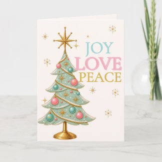 Freude Liebe Frieden Mint Retro-Weihnachtsbaum Pas Karte
