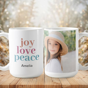 Freude Liebe Frieden Personalisierter Name Foto We Kaffeetasse