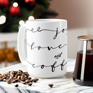 Freude, Liebe & Kaffee Eleganter Handschriftenur Kaffeetasse