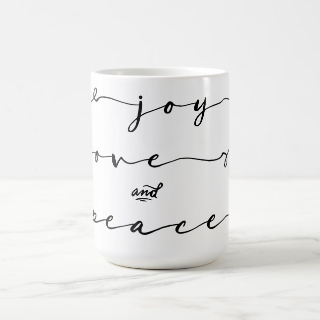 Freude, Liebe und Frieden | Eleganter Handwriting- Kaffeetasse (Mittel)