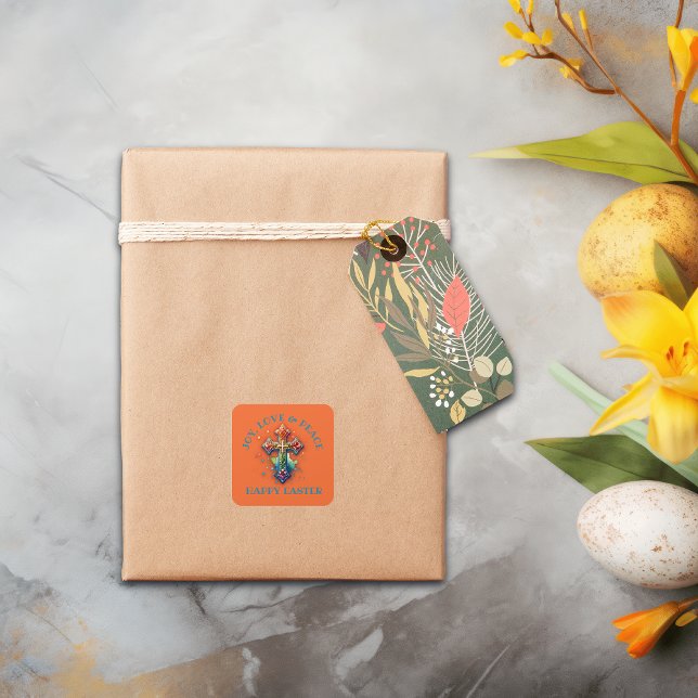 Freude, Liebe und Frieden - Ostern | Quadratischer Aufkleber (Von Creator hochgeladen)