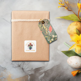 Freude, Liebe und Frieden - Ostern | Quadratischer Aufkleber