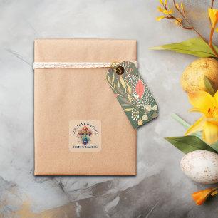 Freude, Liebe und Frieden - Ostern   Quadratischer Aufkleber