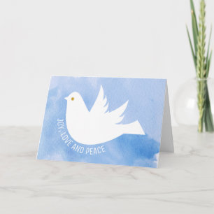 Freude, Liebe und Frieden Taube Wasserfarbe blau Feiertagskarte