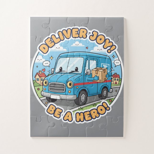 Freude liefern! Sei ein Held! - Fröhlicher Cartoon Puzzle (Vertikal)