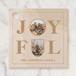 Freude | Modernes Minimalistisches Beige Arch Zwei Geschenkanhänger