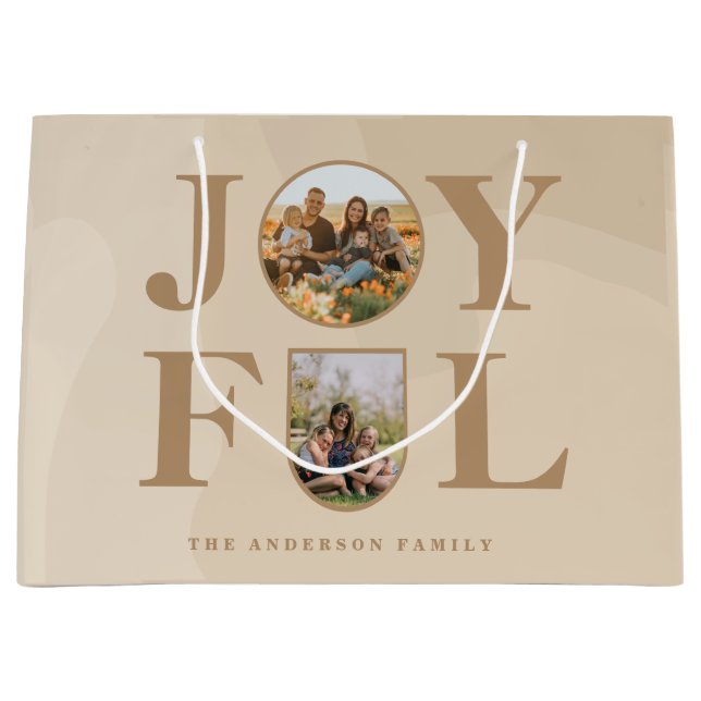 Freude | Modernes Minimalistisches Beige Arch Zwei Große Geschenktüte (Vorderseite)