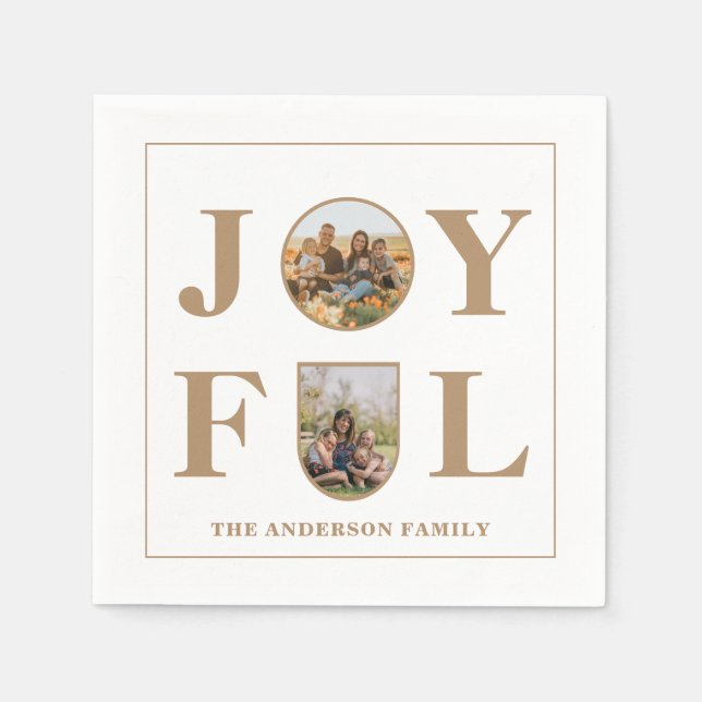 Freude | Modernes Minimalistisches Beige Arch Zwei Serviette (Vorderseite)