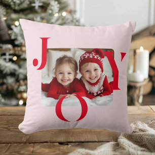 FREUDE Modernes rotes und rosa Weihnachts-Foto-G Kissen