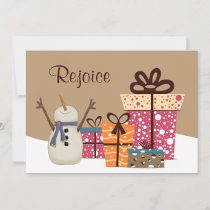 Freude - Niedlicher Schneemann mit Geschenken Weih Feiertagskarte