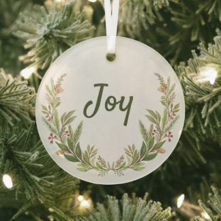 Freude Originale botanische Wasserfarbe Weihnachte Ornament Aus Glas