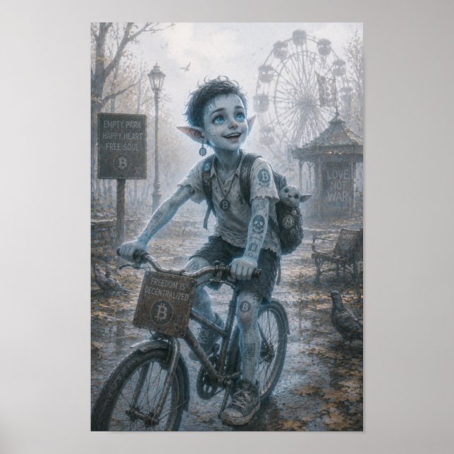Freude / Radfahrer / Leerer Park Poster (Vorne)