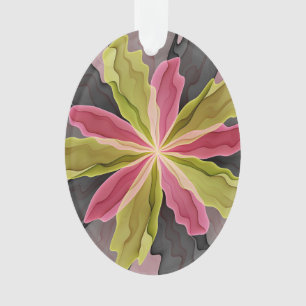 Freude, Rosa Grüne Anthrazit-Fantasie-Blume Frakta Ornament