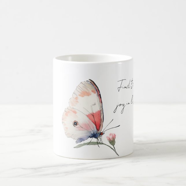 Freude Rosa Schmetterling Kaffeetasse (Mittel)