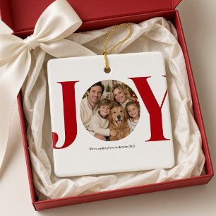Freude Rot Familienweihnachtsfoto Keramik-Ornament Keramikornament