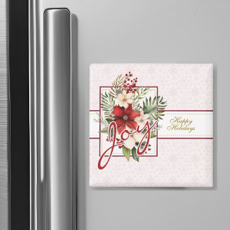Freude Schrift Winter Florales Weihnachtsgeschenk Magnet