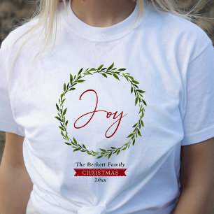 Freude Typography Schrift Weihnachtskranz Urlaub T-Shirt