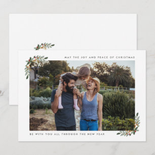 Freude und Frieden Familie Foto Moderne Weihnachte Feiertagskarte