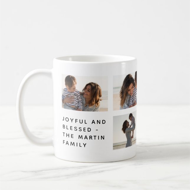 Freude und gesegnete Familienfoto Collage Kaffeetasse (Links)