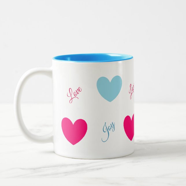 Freude und Liebe Herz Zweifarbige Tasse (Links)