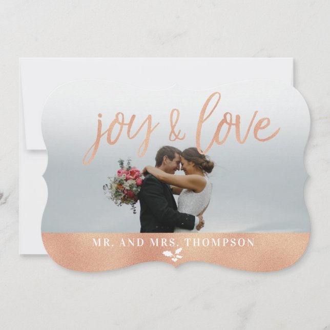 Freude und Liebe Weihnachten Rose Gold Card (Vorderseite)
