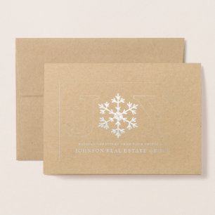 Freude und Schneeflocke Holiday Greetings Folienkarte