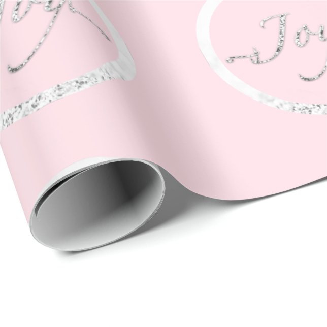 Freude Weihnachten Gray Silver Gray Pink Rose Feie Geschenkpapier (Rolleneckpunkt)