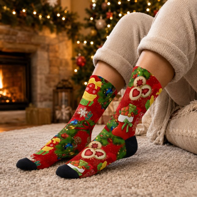 Freude Weihnachtskranz Lebkuchen Premium Crew Sock Socken (Von Creator hochgeladen)
