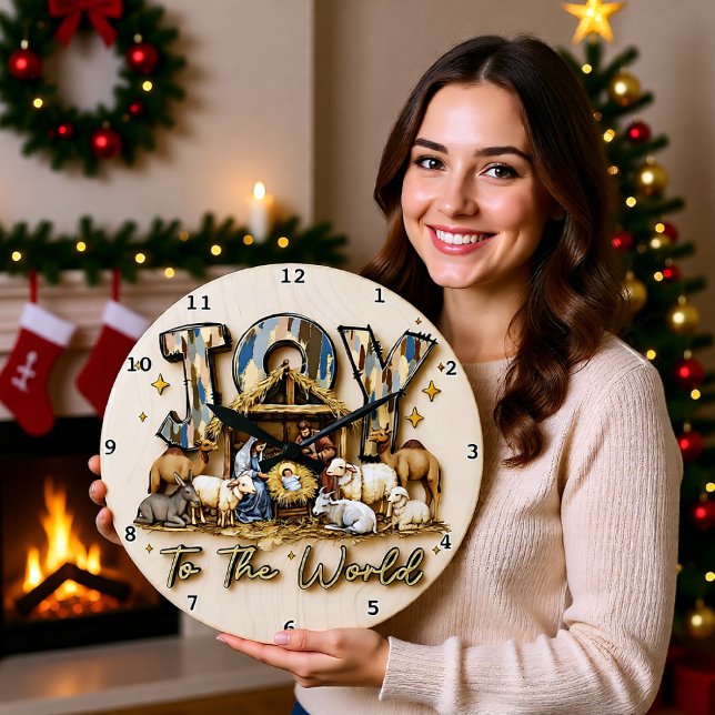 Freude Welt Geburt Holz Große Wanduhr (Von Creator hochgeladen)