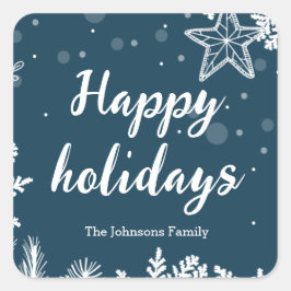 Freuden Urlaub weißen Weihnachtskiefern einfache Quadratischer Aufkleber