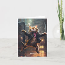 Freudendes Katzentanz im Regen