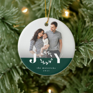 Freudenkranz-Feiertags-Foto-Ornament Keramik Ornament