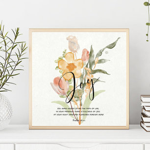 Freudenpsalm 16:11 orangefarben floral poster