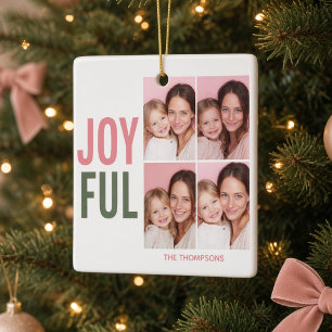 FREUDIG 4 Foto Personalisiertes Familienweihnachte Keramikornament