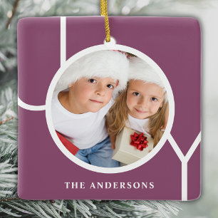 Freudige benutzerdefinierte Familienfoto-Weihnacht Keramikornament
