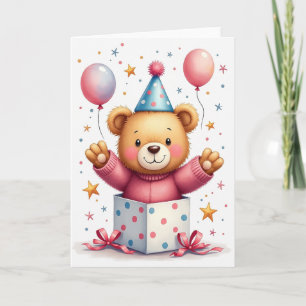 Freudige Geschenkbox-Geburtstagskarte mit Bär Karte