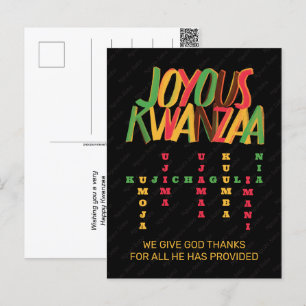 Freudige KWANZAA Prinzipien Kreuzworträtsel Postkarte