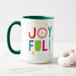 FREUDIGE moderne farbenfrohe kühne helle Typografi Tasse