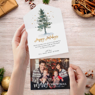 Freudige Weihnachtsbaum-Feiertags-Andenken-Fotokar All In One Einladung