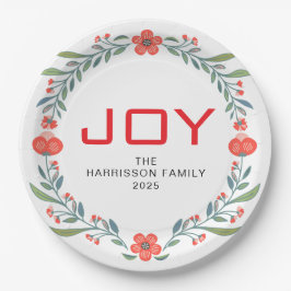 Freudiger Blumen-Weihnachtskranz Familie Benutzerd Pappteller